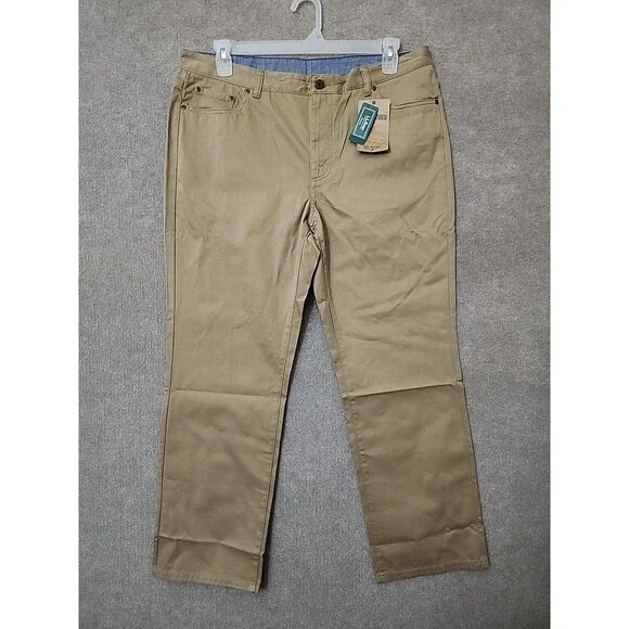 LL Bean Lakewashed Stretch Khaki Pants Men 36x30 Heritage Khaki Straight Leg NEW - Picture 2 of 9